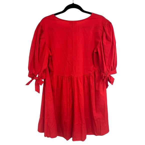 NWT S'edge Firework Red Louisa V Neck Elbow Sleeve Dress Womens Medium - Picture 3 of 6
